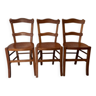 Lot de 3 chaises en bois