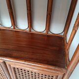 Vintage bamboo bookcase and canning