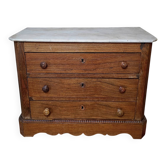 Small miniature table chest in oak and marble.