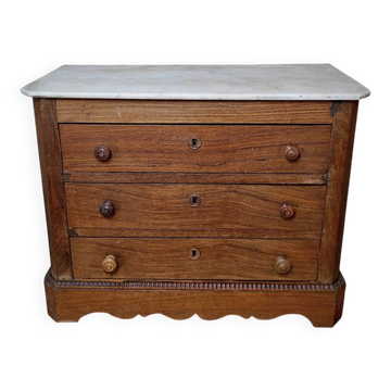 Small miniature table chest in oak and marble.