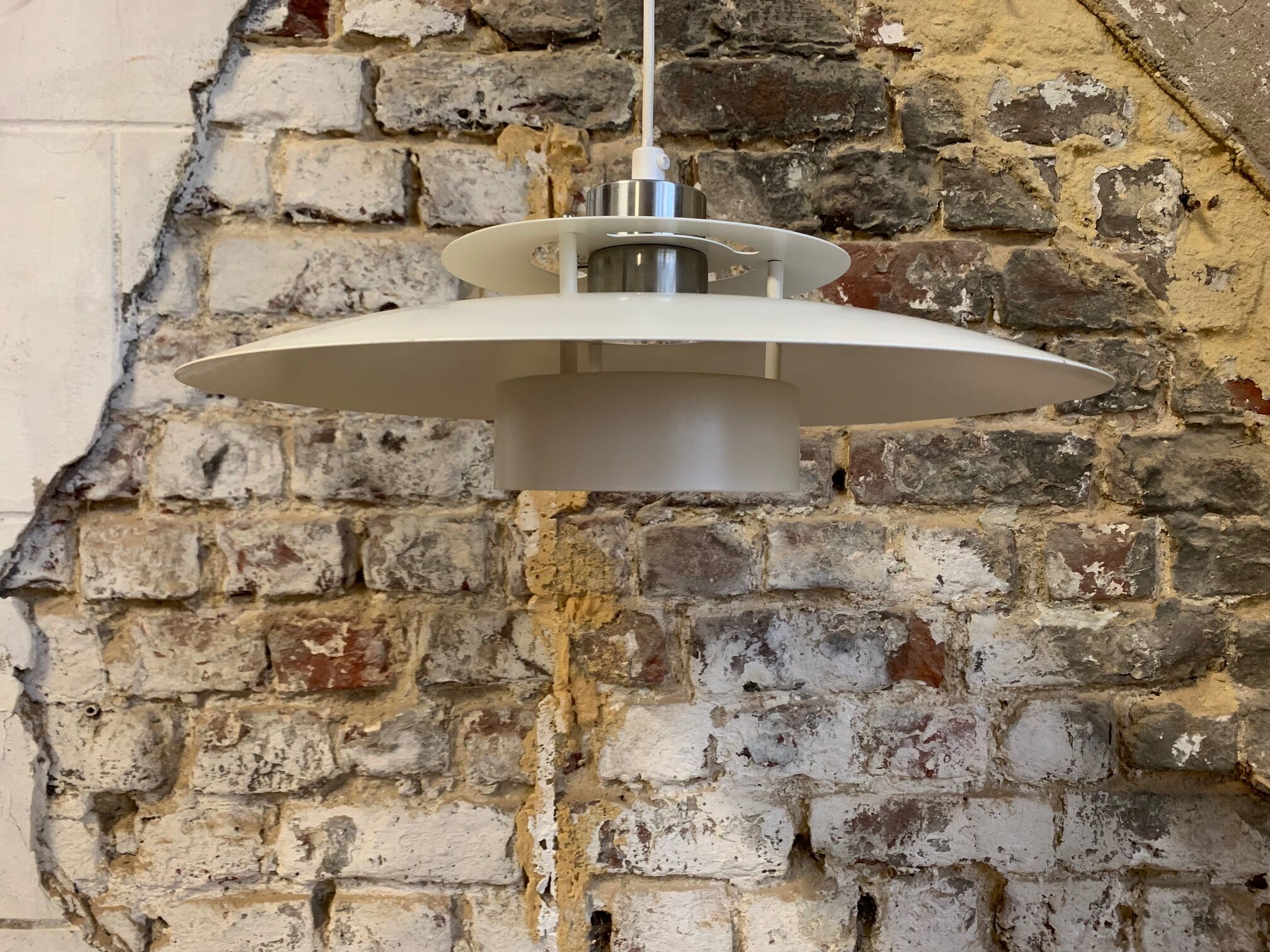 Beige/white pendant lamp by the Danish company Lyskaer, 1970-80, model 411