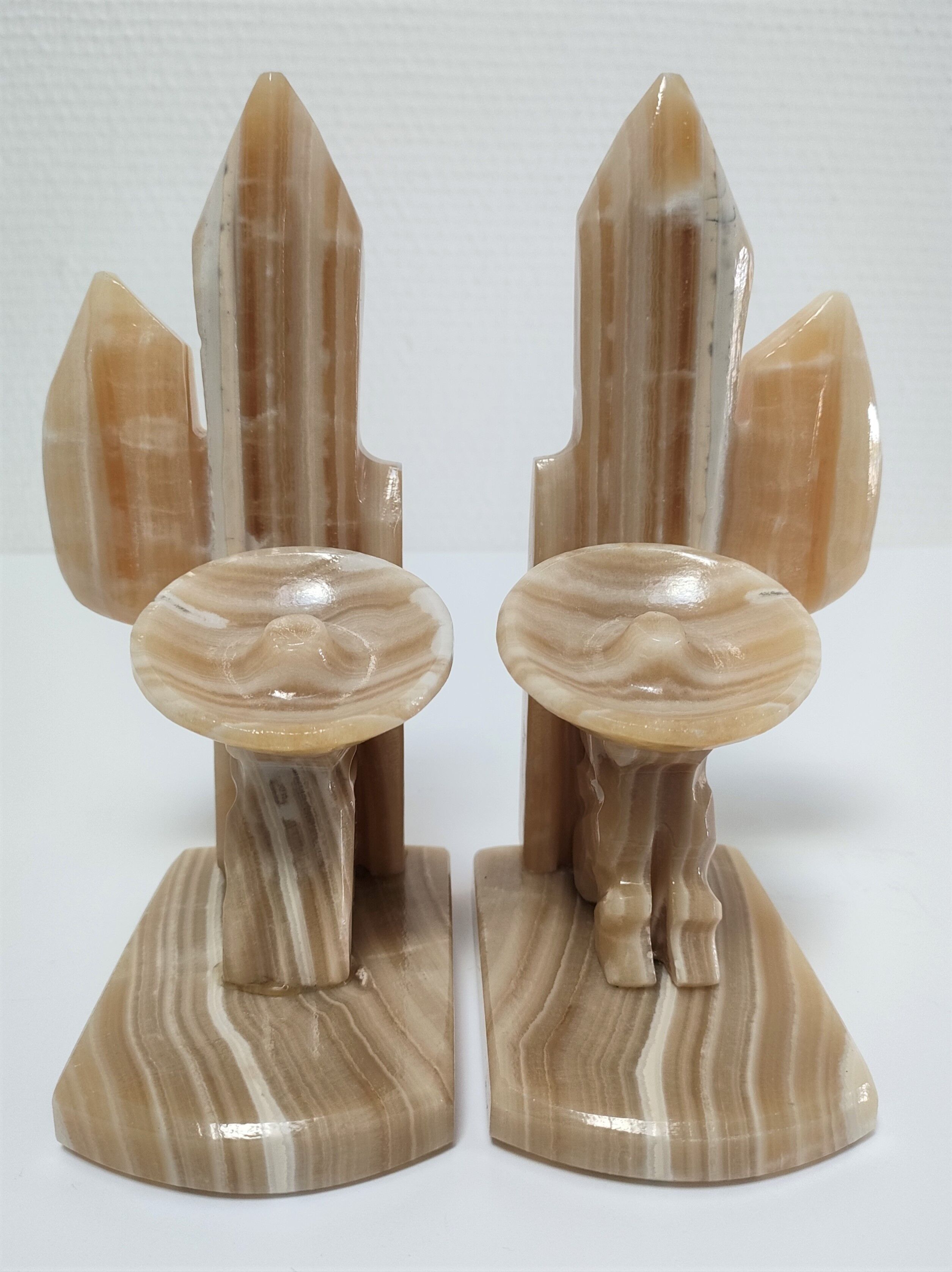 Pair of vintage Mexican cactus onyx bookends