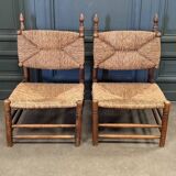 Pair of 20th century straw armchairs