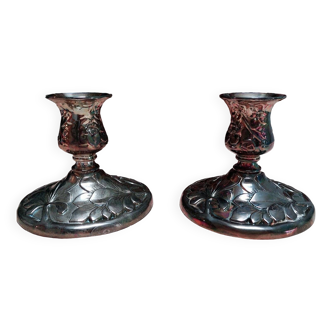 Silver metal candle holders