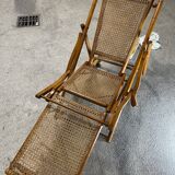 Steamer folding lounge chair with walnut frame 1910