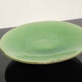 Vintage 50s-60s dish in green enamelled terracotta