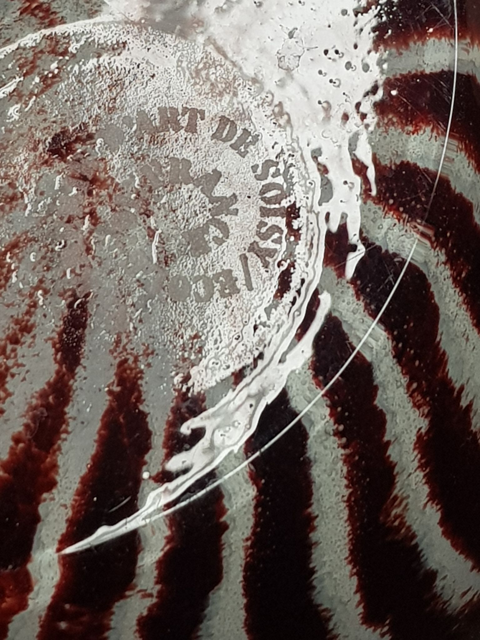 Vintage zebra vase, Soisy art glassware on school
