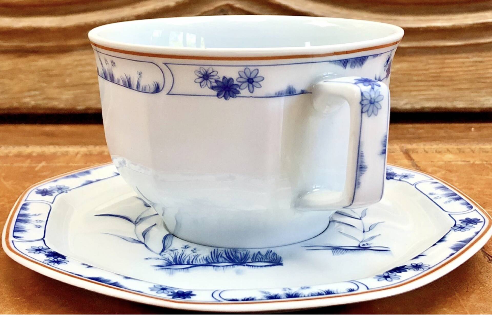 6 octagonal tea cups and saucers porcelain Haviland Limoges