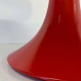 Italian Art Deco Round Table in Ziricote Wood with Red Lacquered Base, 1950