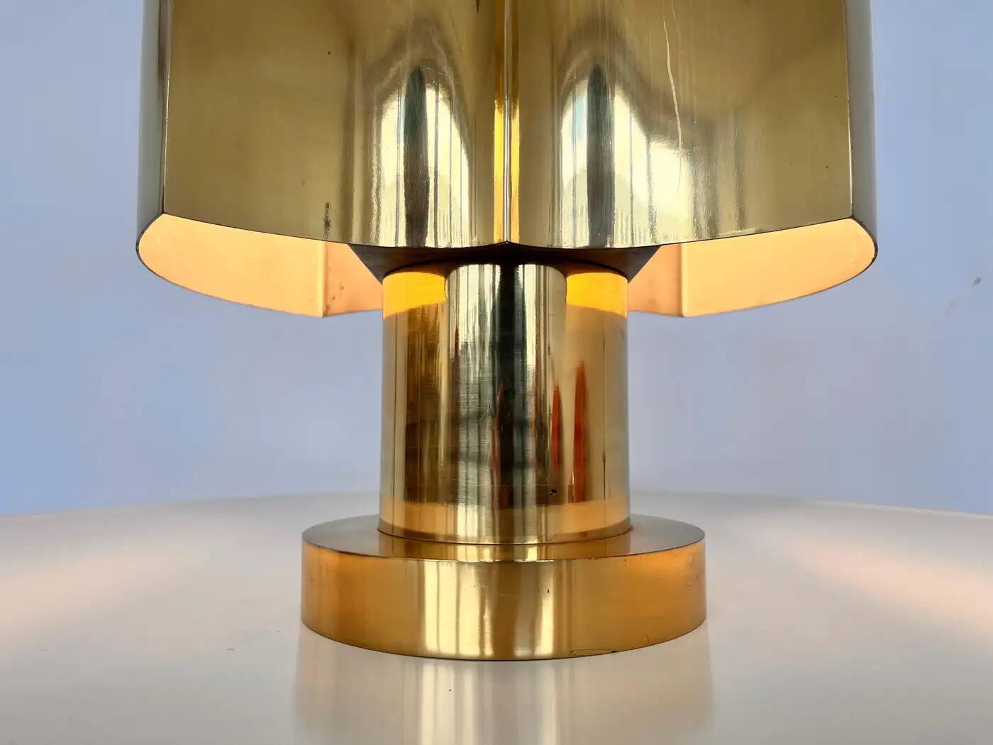 Big design brass table lamp - Czechoslovakia, 1980s