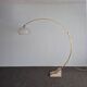Space age Guzzini arc lamp with travertine base, Italy 1960s