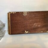 Ancien plateau bois serviteur et raviers en verre moulé