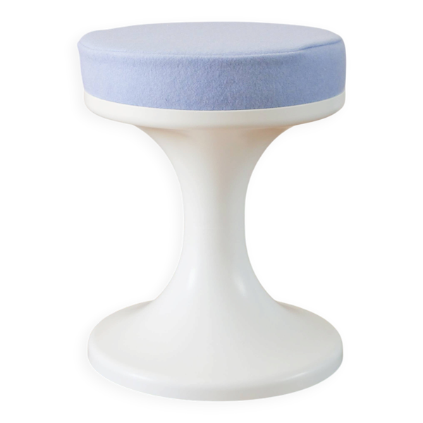 Tabouret tulipe en Plastique et Laine, Baby Blue, Design Space Age, 1970