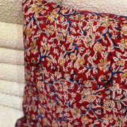 Indian blockprint cushion cover in burgundy red cotton