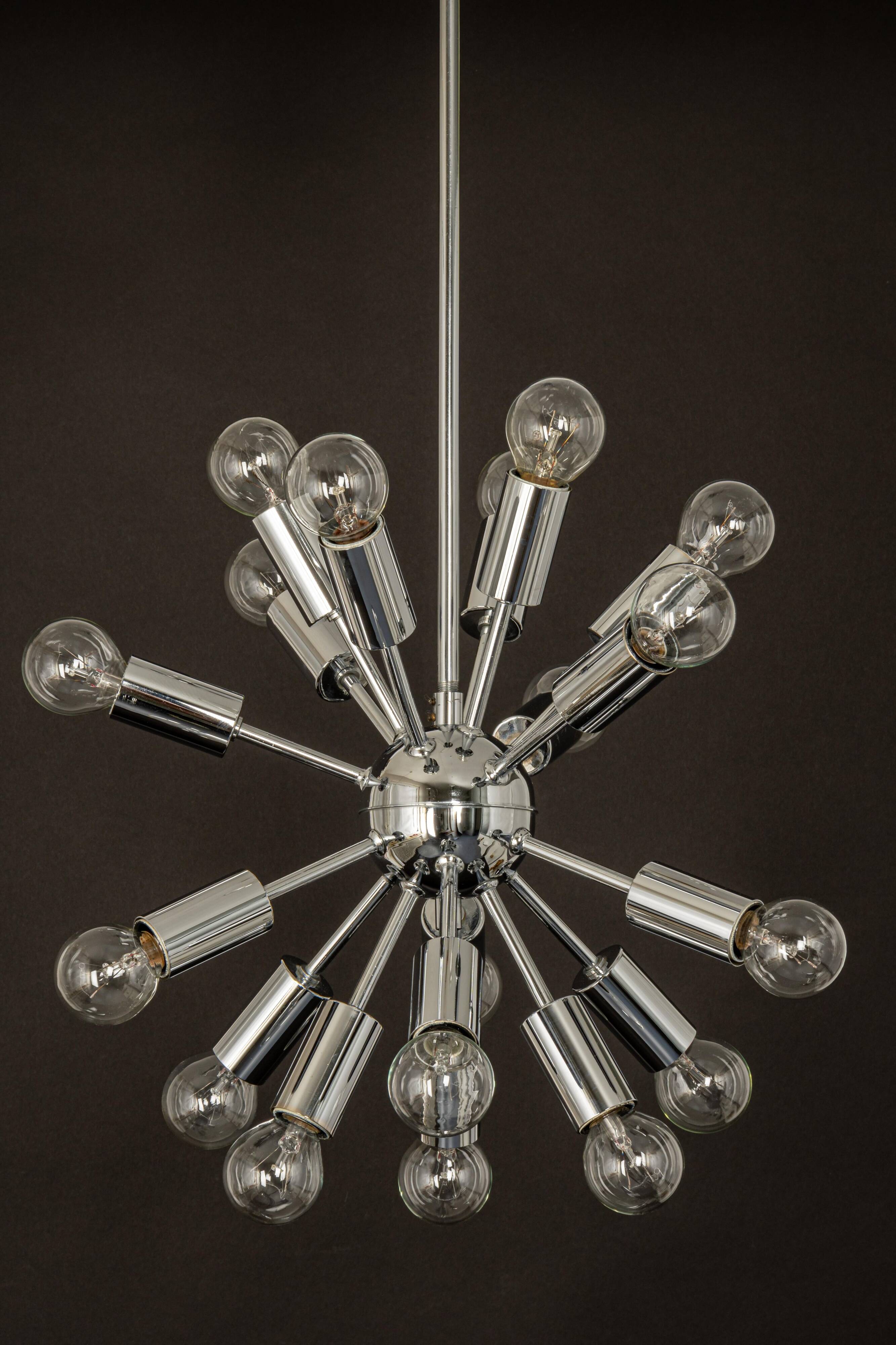 Small Atomium Sputnik space chrome pendant by Cosack, Germany, 1970s.