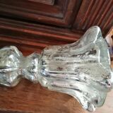 Pair of mercurized glass candle holders