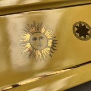 Porcelain cake dish with gold decoration, Moon and Sun