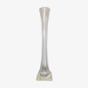 Art deco soliflore vase in transparent glass