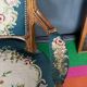 Pair of hand-embroidered armchairs. Walnut.