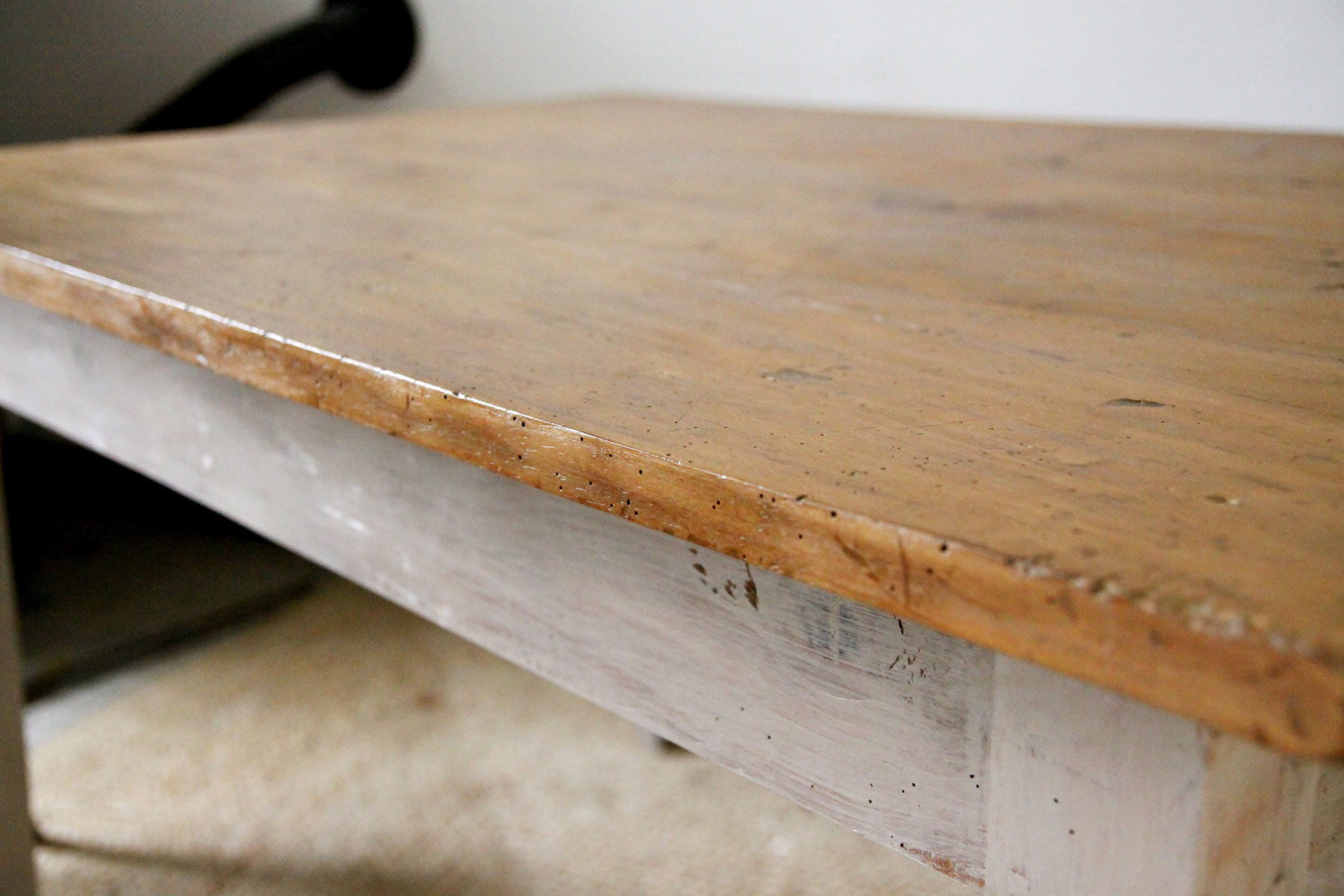 Patinated wooden dining table