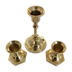 Set of three candlesticks in brass