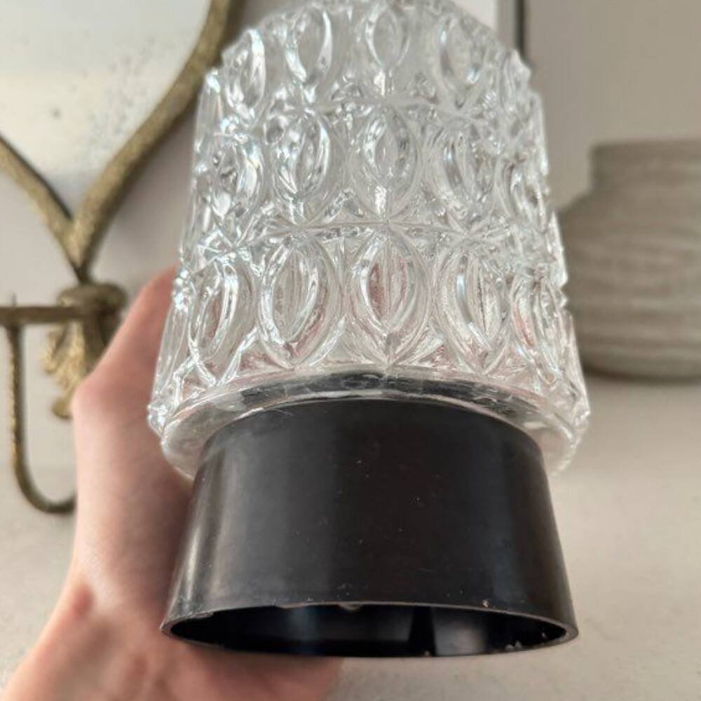 Vintage wall light / ceiling light in Bakelite and glass - 1960s