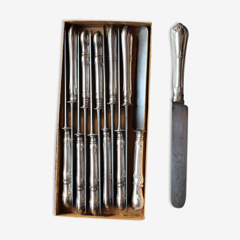 12 antique knives in silver metal Orfevre Boulenger