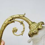 2 19th Century Gilt Bronze Wall Sconces with Molded Glass Globes in the Shape of