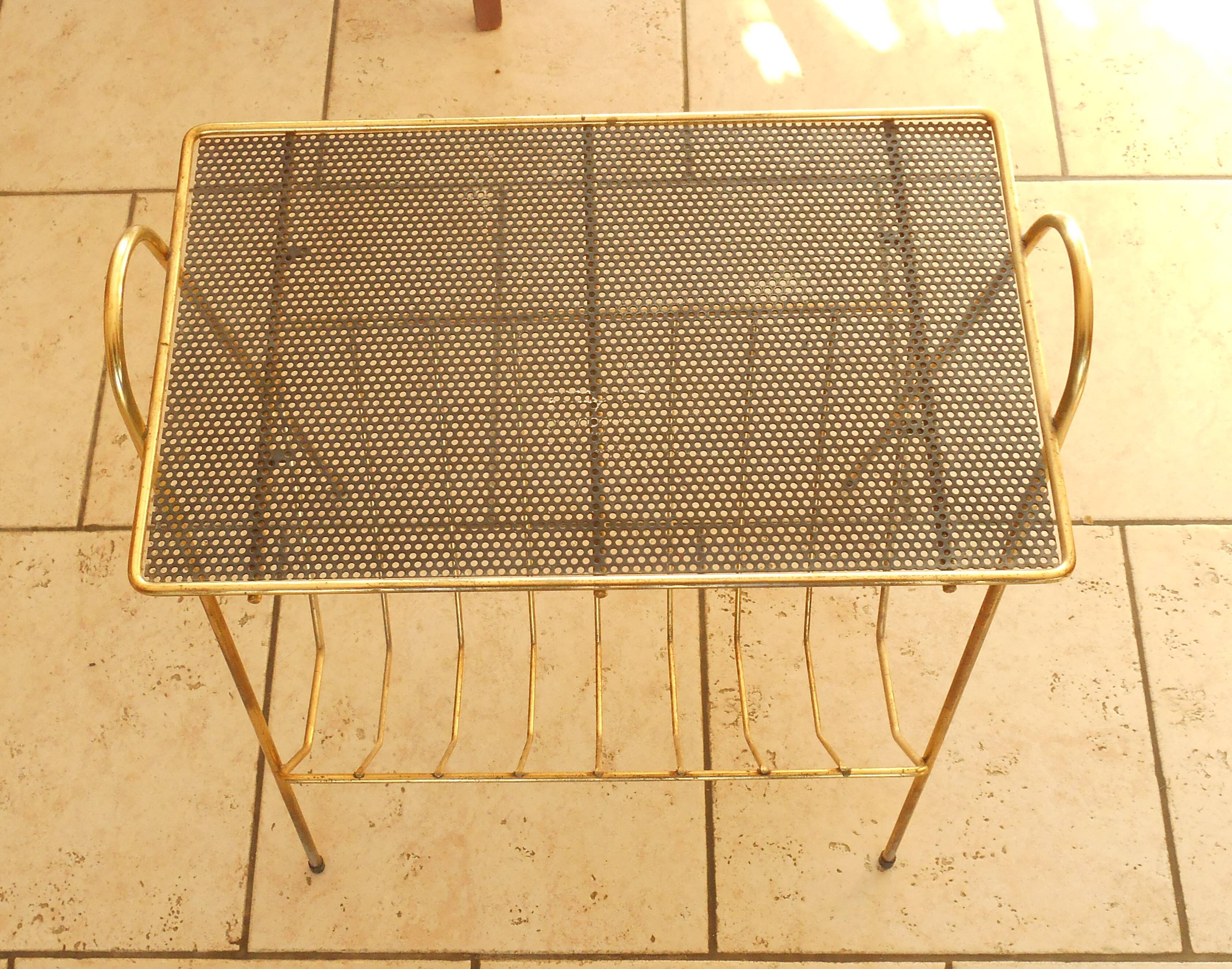 Vintage 60s End Table Magazine Rack Matégot Style