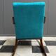 Ton, Thonet arm less rocking chair in blue velvet upholstery