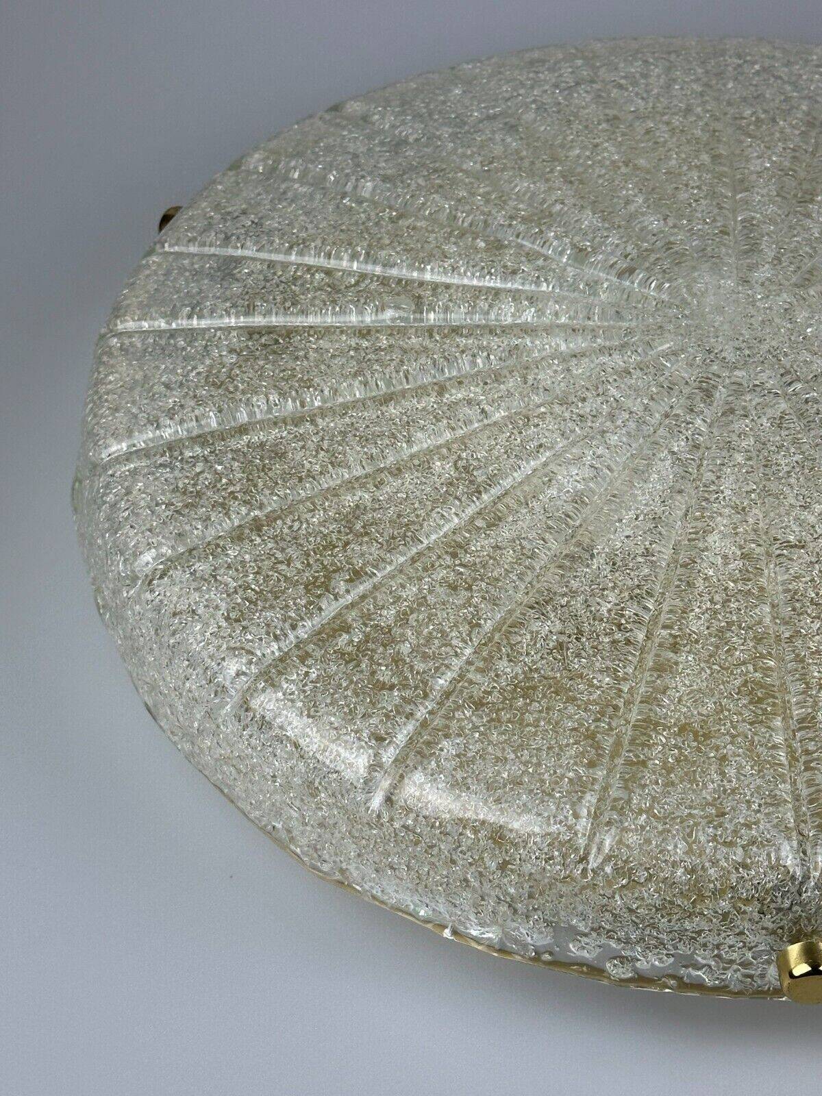 60s 70s Ceiling Light Lamp Plafoniere Flush Mount Ice Glass Hillebrand