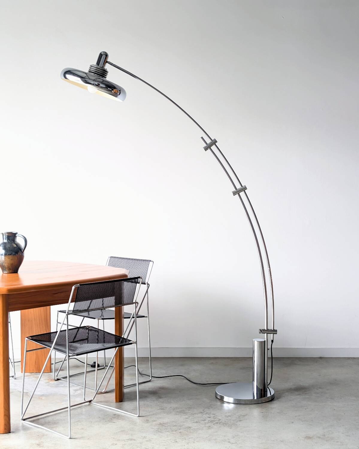 Vintage space-age Arc floor lamp by Leclaire & Schäfer, 1960s 1970s.