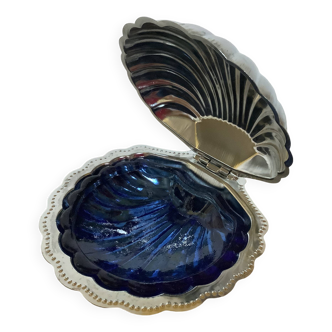 Metal scallop butter dish