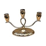 Three-armed, plated candlestick, Germany, 1940s.