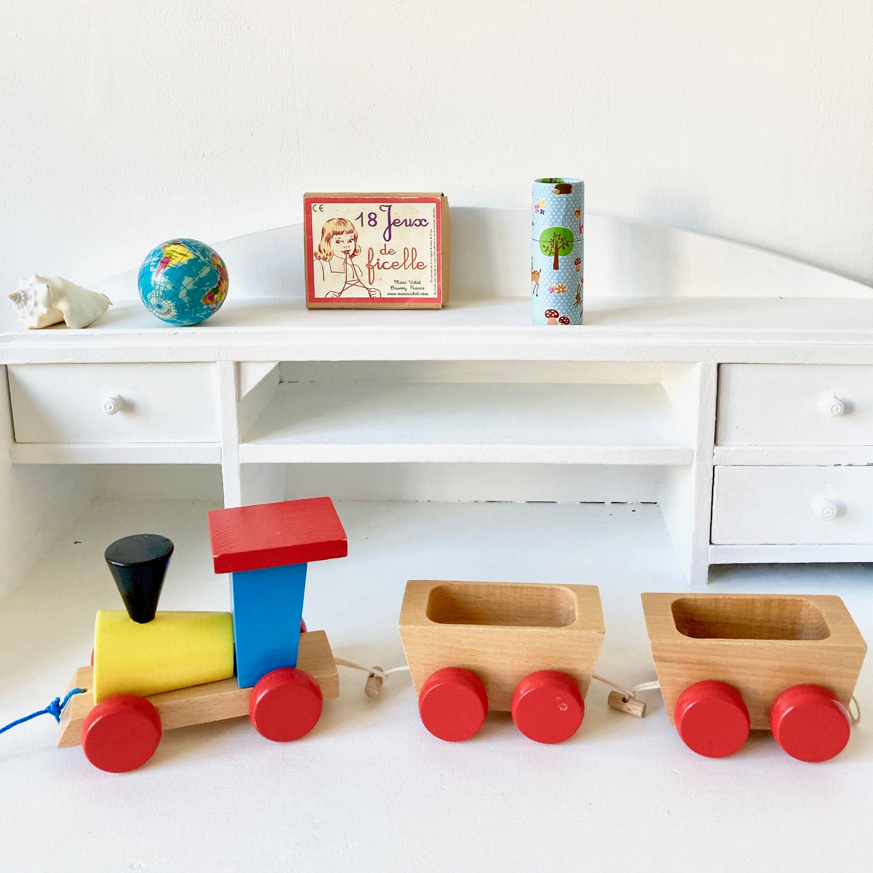 Wooden toy train to pull