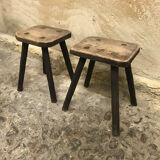 Paire de tabourets art populaire