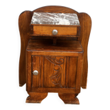 Art Deco bedside table in oak and marble