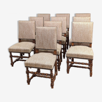 Set of 10 Louis XIII style chairs