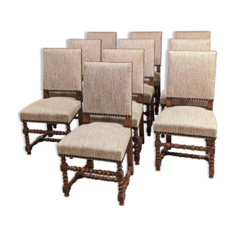 Set of 10 Louis XIII style chairs