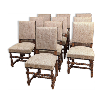 Ensemble de 10 chaises de style louis XIII