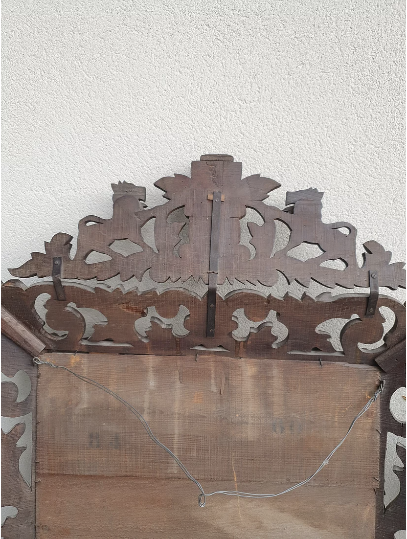 Old wood mirror carved 112x88cm