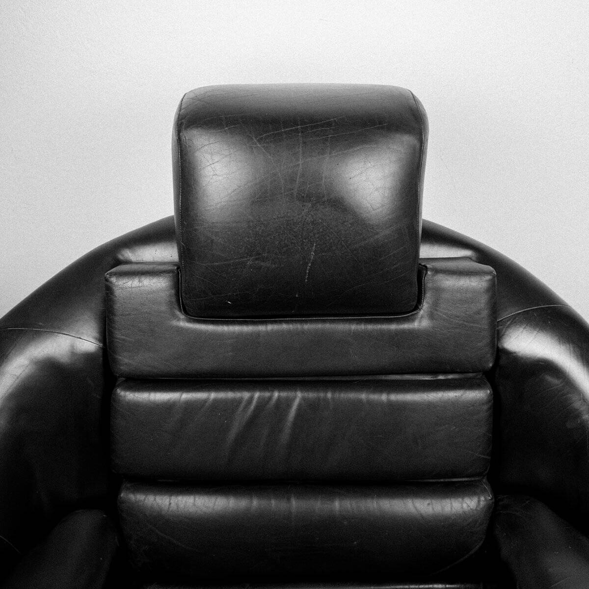 Brutalist black armchair by Boris Krstulović, Yugoslavia, Croatia, 1970s.