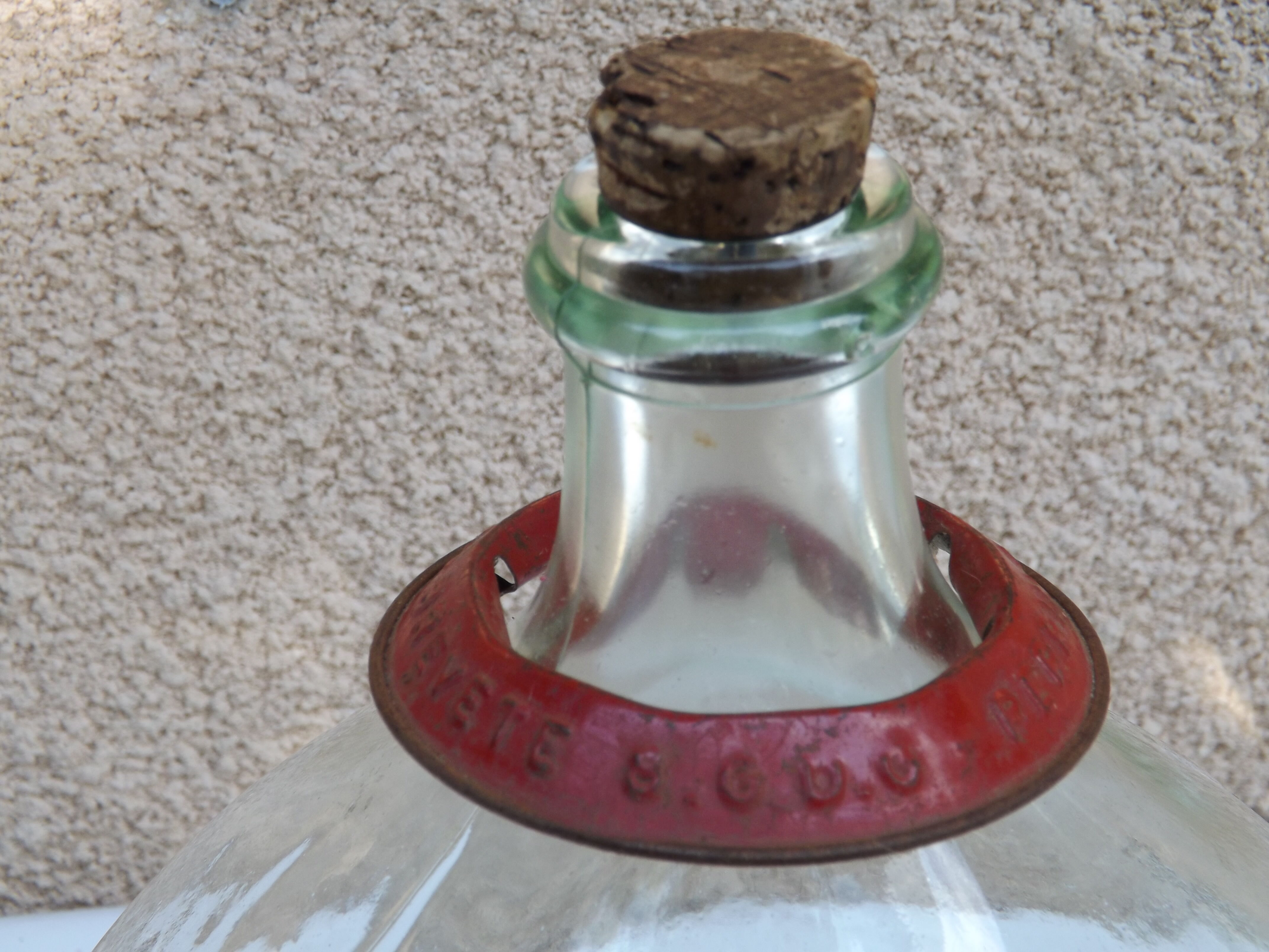 10 L Authentic demijohn A bottle of old French wine and glass - canister - Demi - John