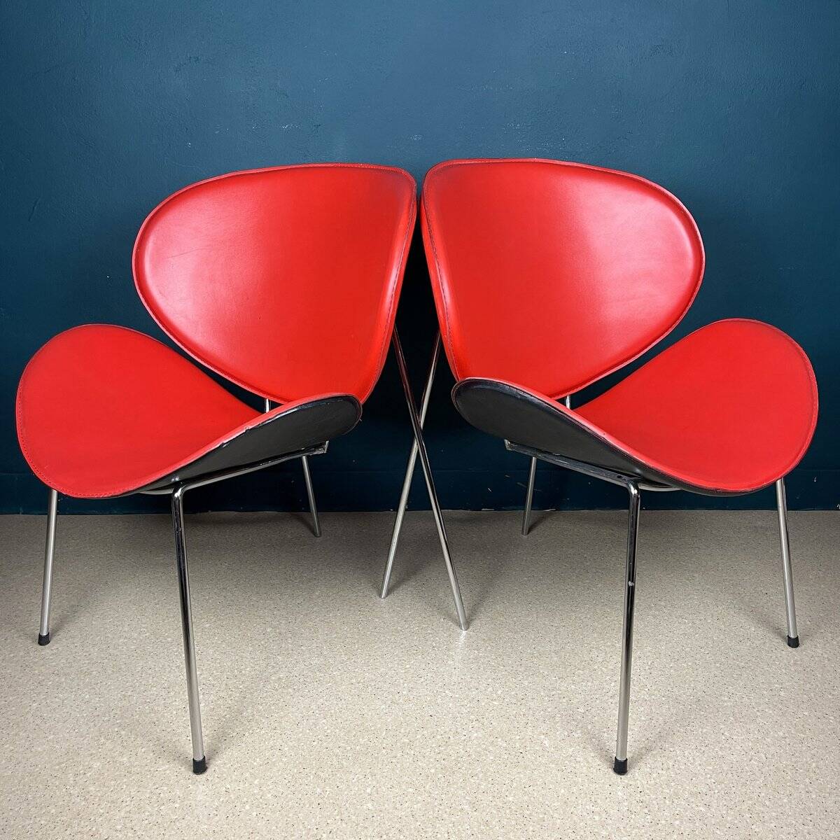 Set of red lounge chairs, Italy, 1990s