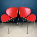 Set of red lounge chairs, Italy, 1990s