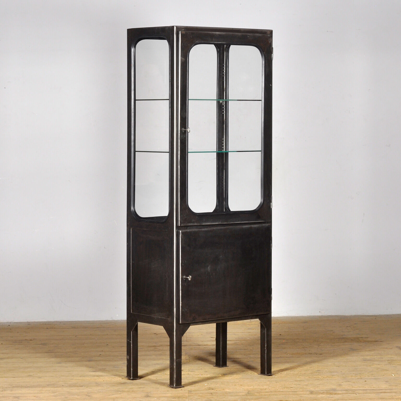 Vintage Iron And Glass Display Cabinet, 1970s