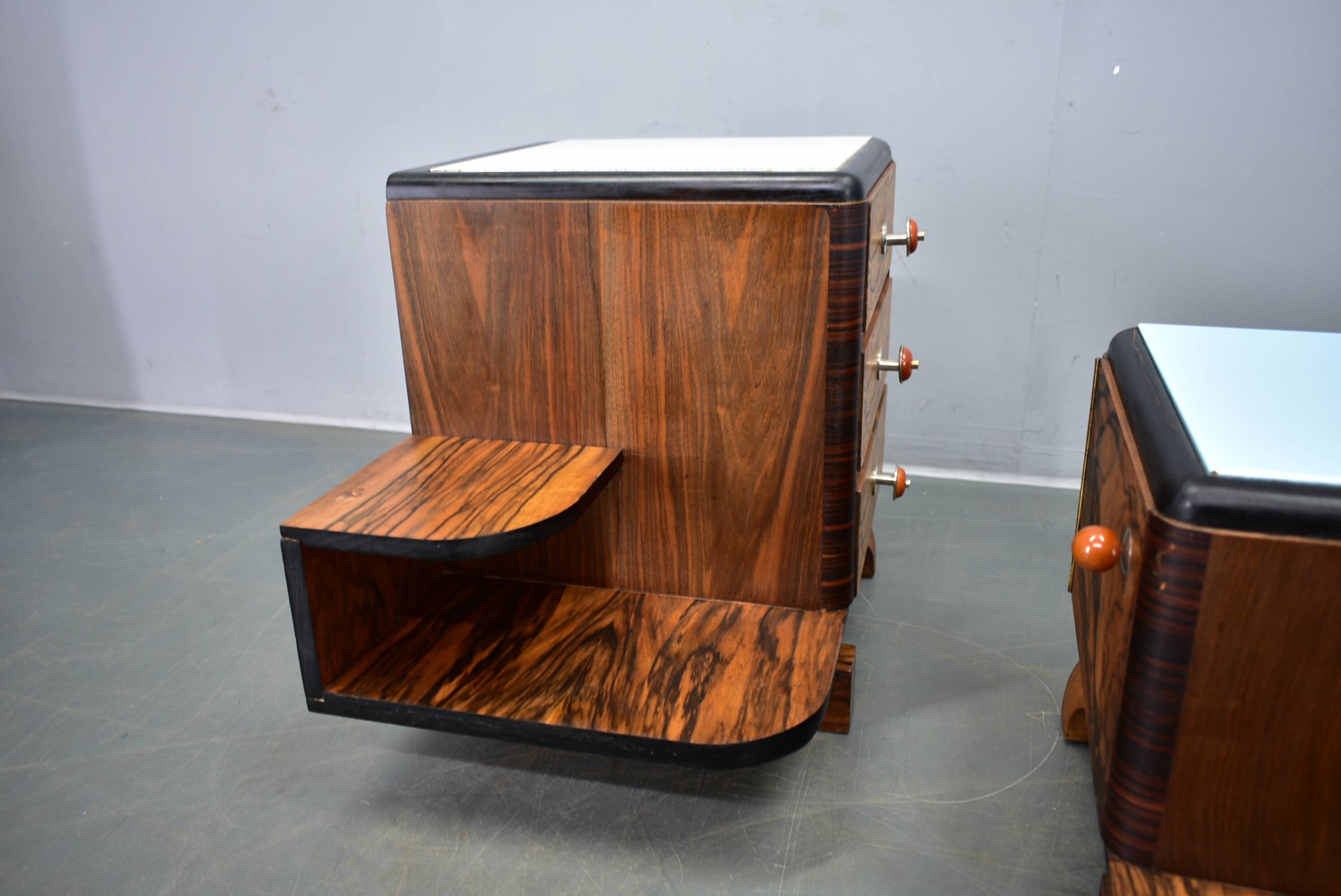 1935s pair of art deco bedside tables, Czechoslovakia