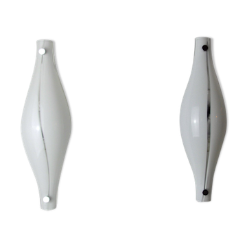 Paire d'appliques Oeil de chat par Murano Mazzega, verre soufflé, Italie, 1960