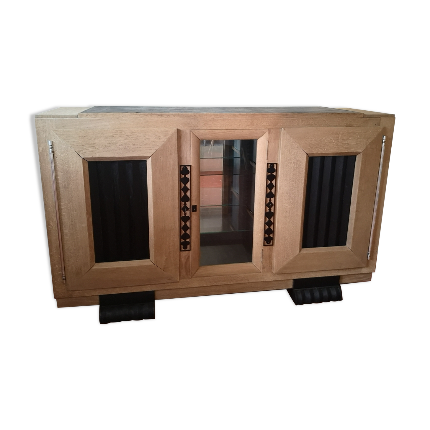 Enfilade 3 doors sandblasted oak and blackened oak year 40