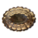 Oval-shaped polylobed metal cup with silver patina engraved with the letter D